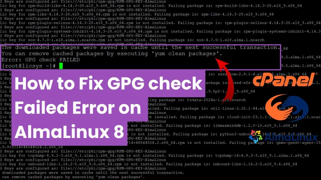 How to fix GPG check FAILED error on AlmaLinux 8
