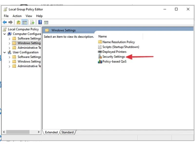 Tiếp tục chọn Security Settings