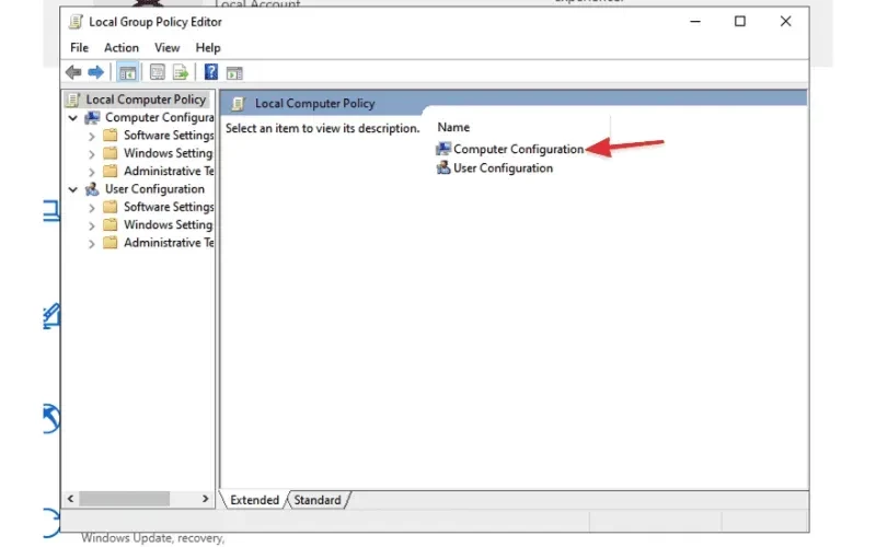 Chọn Computer Configuration
