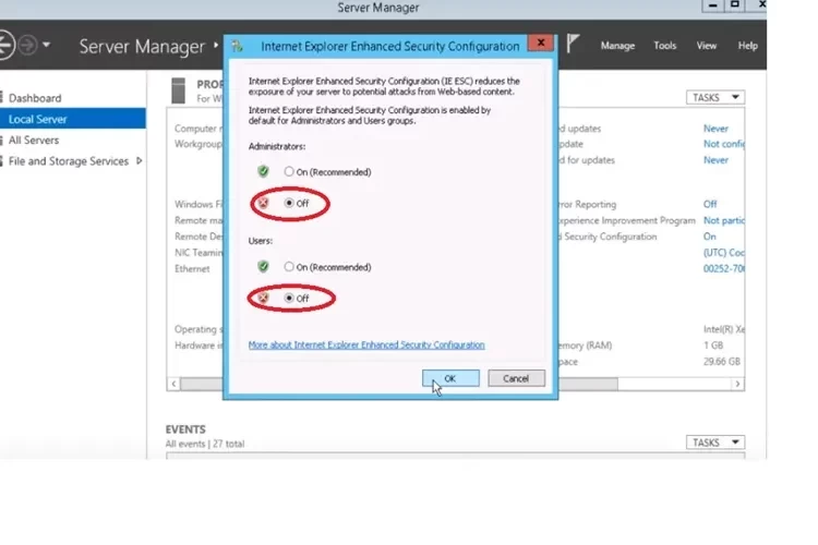 Chuyển về Off trong mục Administrator v&agrave; User