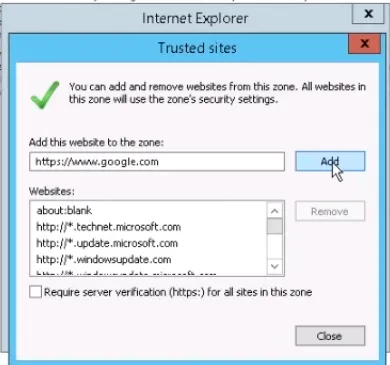 Chọn domain bạn cần truy cập v&agrave; nhấn Add
