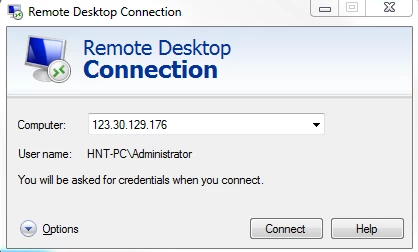 Mở phần mềm Remote Desktop Connection