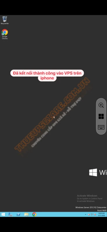 Kết nối thành công VPS Windows trên iPhone bằng Windows App Mobile